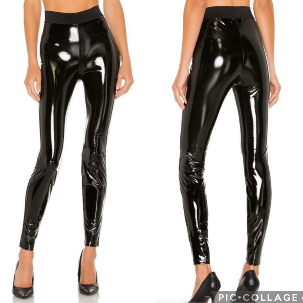 7 For All Mankind Liquid PU Latex Leggings‎ Black XS